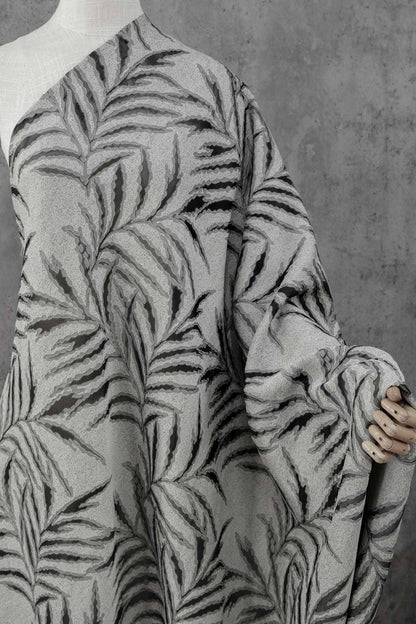 Palm Leaf Jacquard Fabric | Textured Botanical Woven Fabric for Dresses, Jackets, Sewing Projects By Yard, 54"