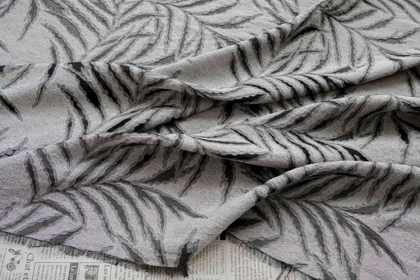 Palm Leaf Jacquard Fabric | Textured Botanical Woven Fabric for Dresses, Jackets, Sewing Projects By Yard, 54"