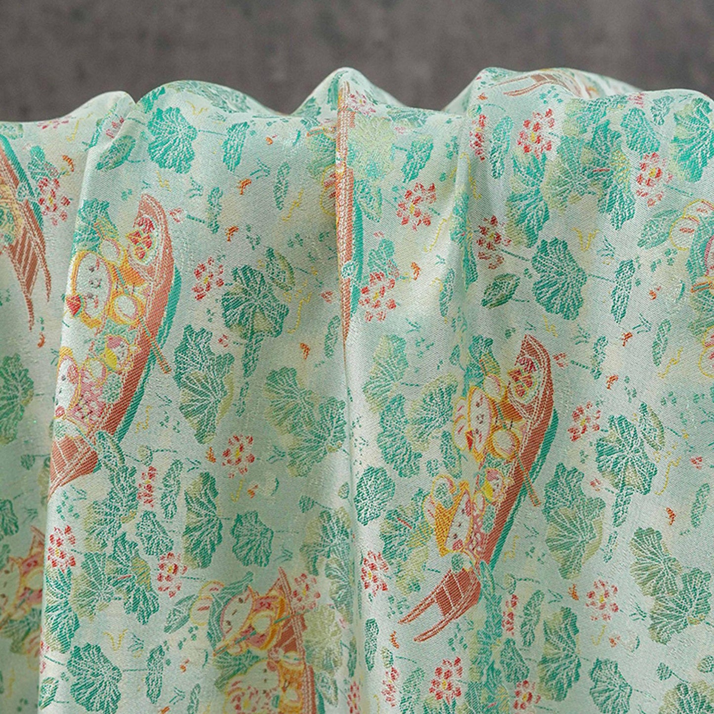 Chinese Song Brocade Jacquard Fabric | Gold Thread Rabbit Lotus Pattern Textile | Traditional Woven Fabric By Yard, 59" Wide
