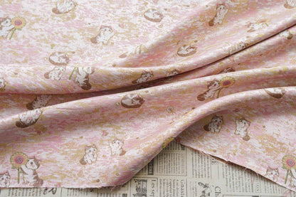 Song Brocade Jacquard Fabric | Gold Thread Cat Sunflower Pattern Textile | Chinese Inspired Woven Fabric By Yard, 59" Wide