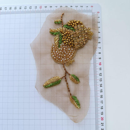 Beaded Floral Applique Collection on Mesh, Sequin Branch Patches for Hanfu, Evening Gown, Bridal Dress, Stage Costume & DIY
