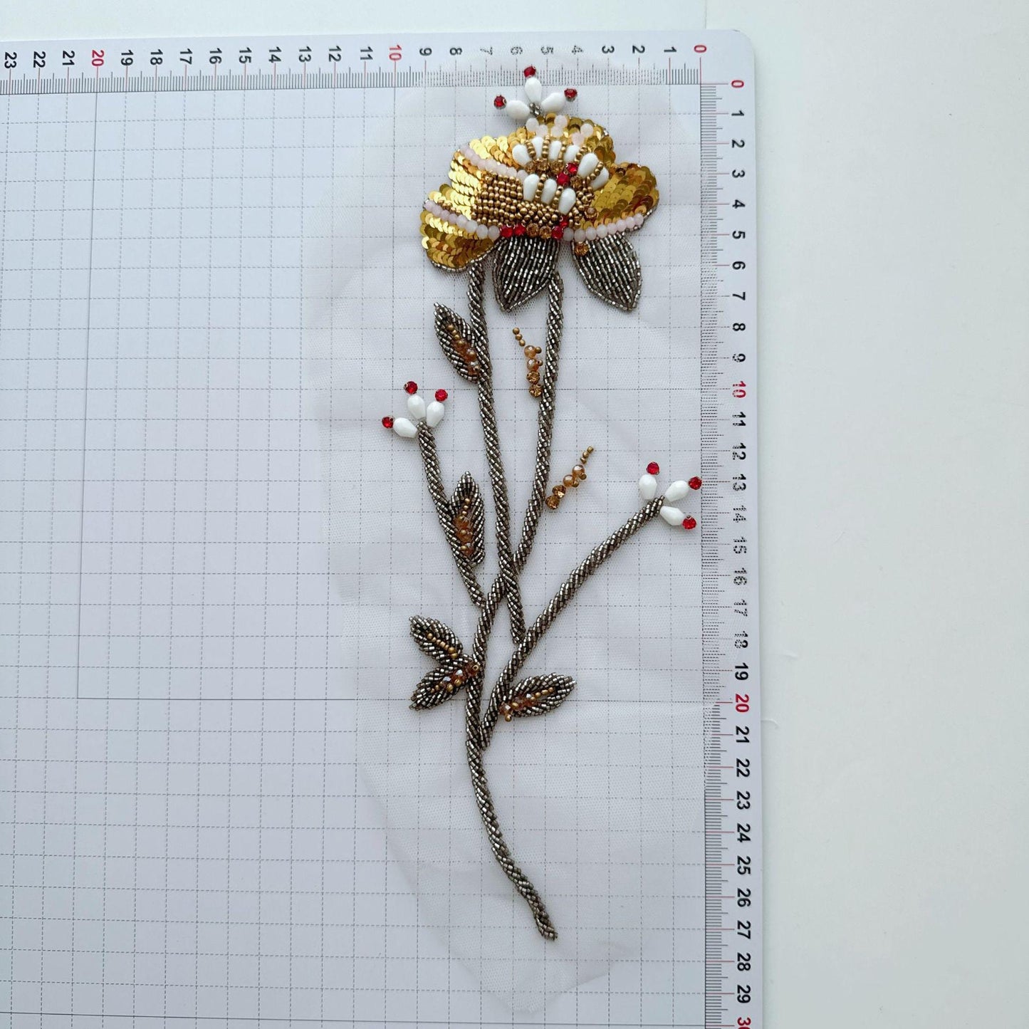 Beaded Floral Applique Collection on Mesh, Sequin Branch Patches for Hanfu, Evening Gown, Bridal Dress, Stage Costume & DIY