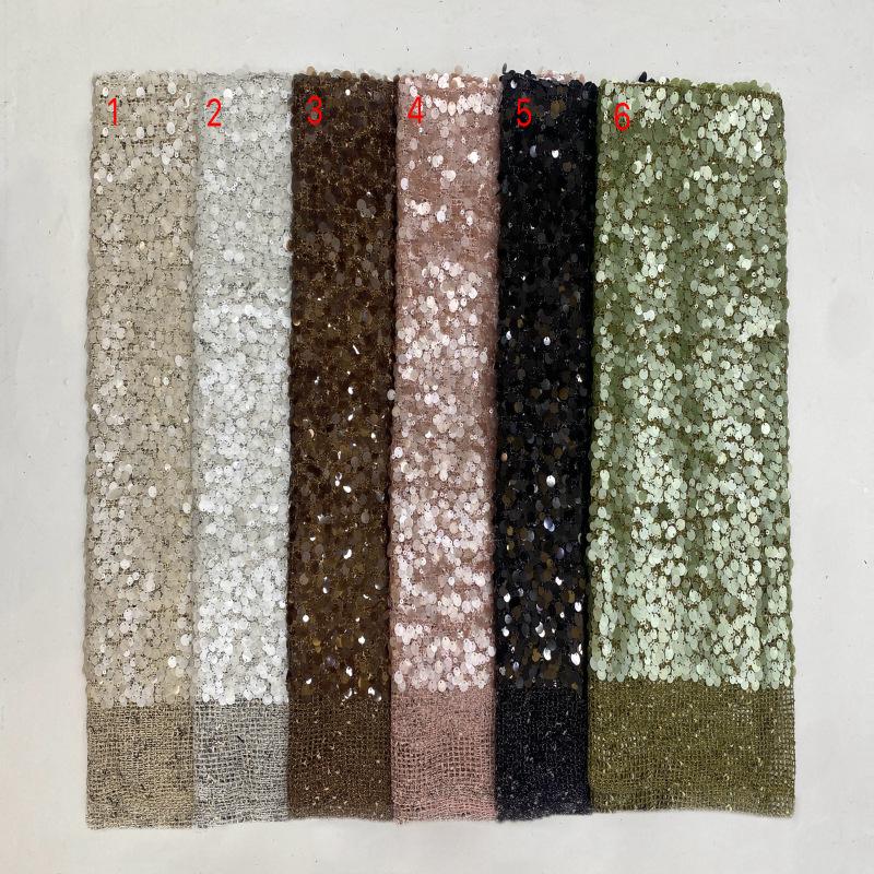 Mixed Size Sequin Embroidered Grid Fabric, 5mm 9mm 12mm Sequins for Evening Gown, Skirt, Vest, Shoes, Bags & Hats - 49"W