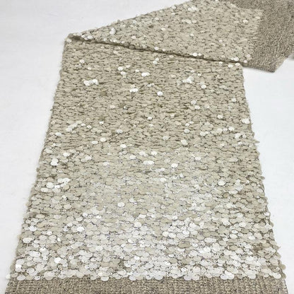 Mixed Size Sequin Embroidered Grid Fabric, 5mm 9mm 12mm Sequins for Evening Gown, Skirt, Vest, Shoes, Bags & Hats - 49"W