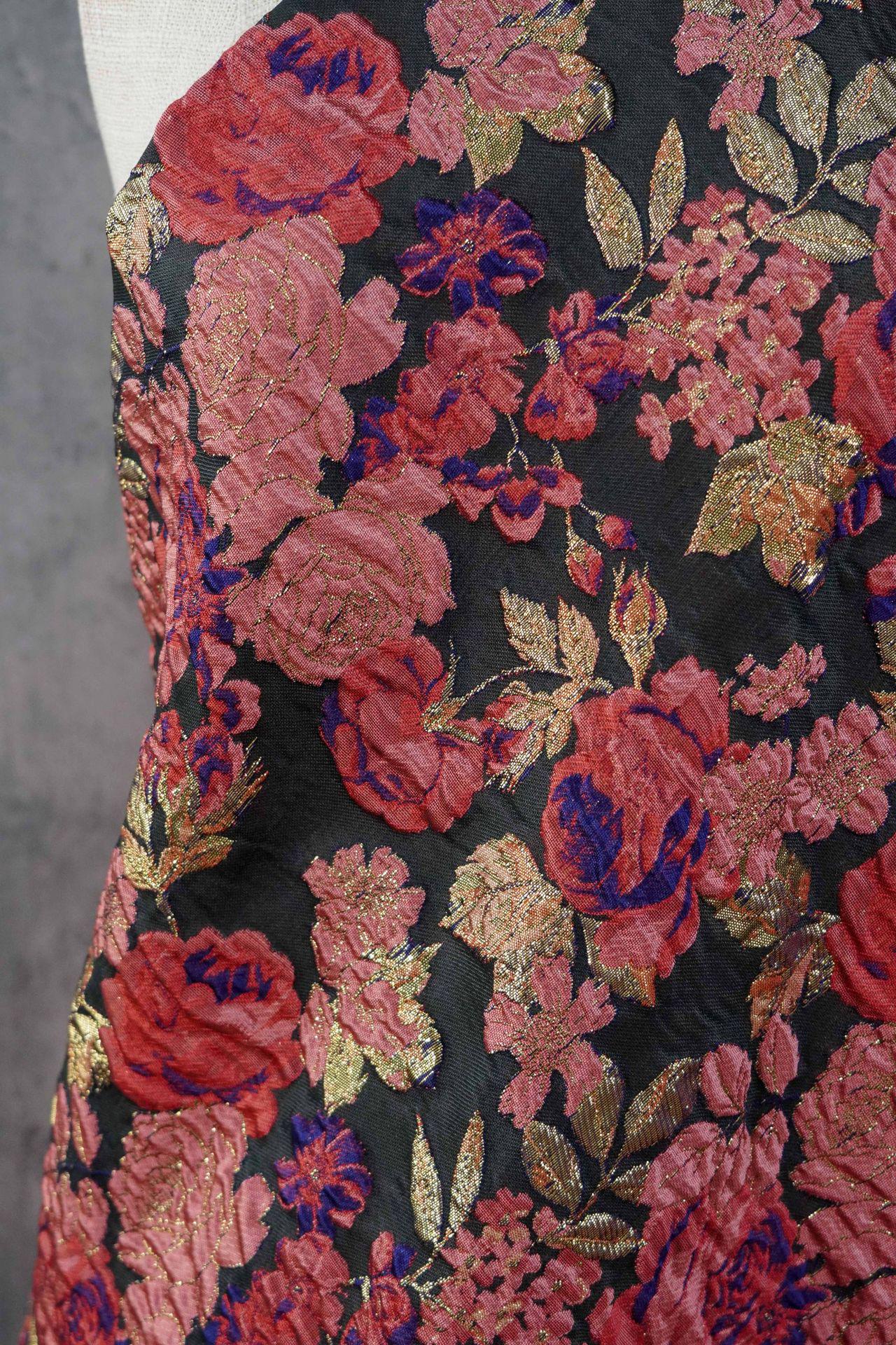 Vintage Pink Rose Jacquard Fabric, Raised Floral Metallic Gold Thread Woven Fabric for Evening Gown, Jacket, Bags & Box Decor, 55" Wide