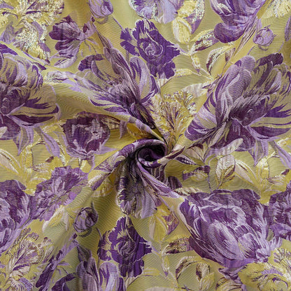 3D Embossed Peony Jacquard Fabric, Metallic Floral Woven Textile, Elegant Decorative Fabric for Upholstery, Fashion and Sewing, 55"Wide