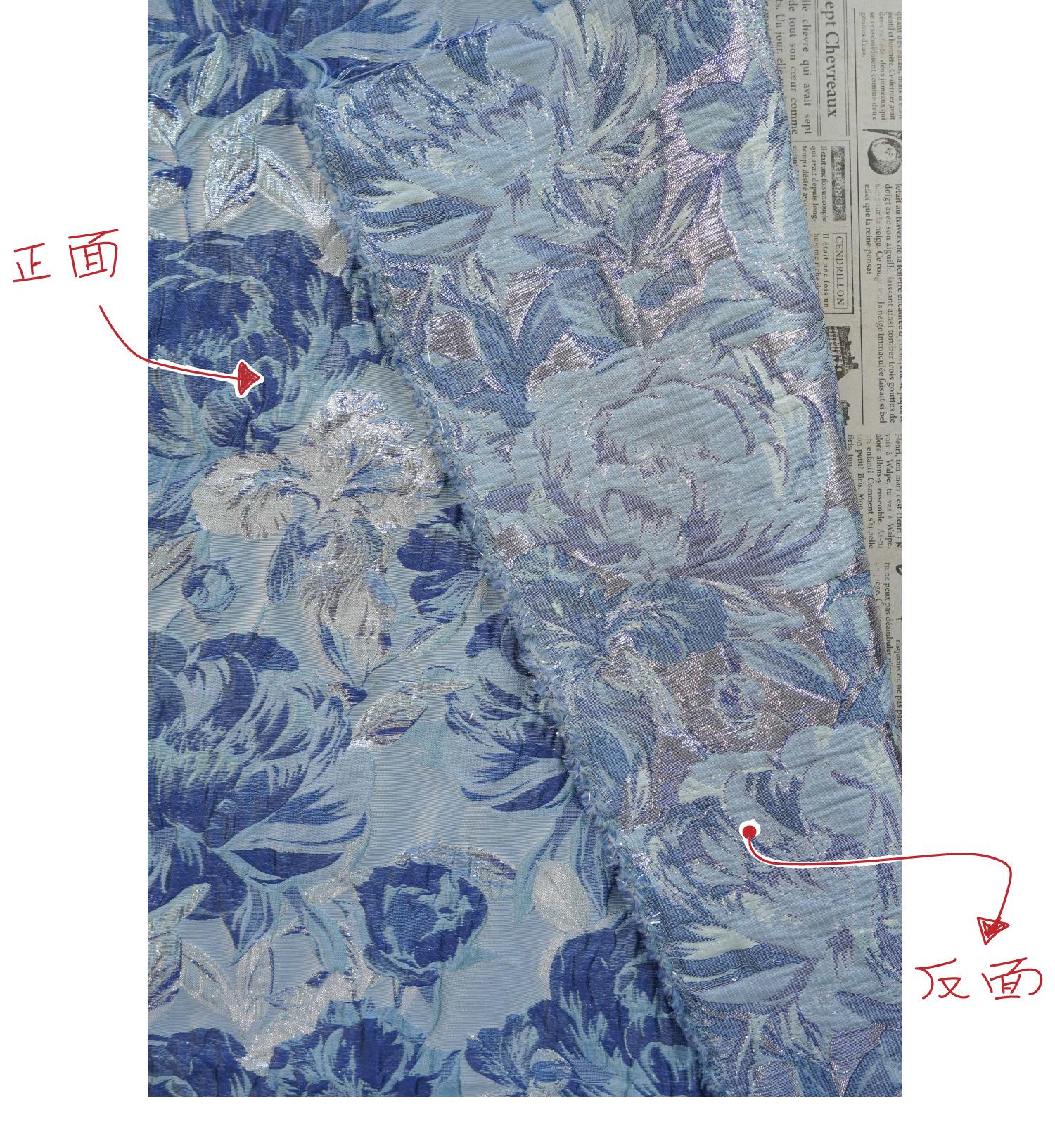 3D Embossed Peony Jacquard Fabric, Metallic Floral Woven Textile, Elegant Decorative Fabric for Upholstery, Fashion and Sewing, 55"Wide