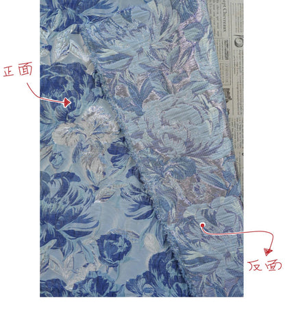 3D Embossed Peony Jacquard Fabric, Metallic Floral Woven Textile, Elegant Decorative Fabric for Upholstery, Fashion and Sewing, 55"Wide