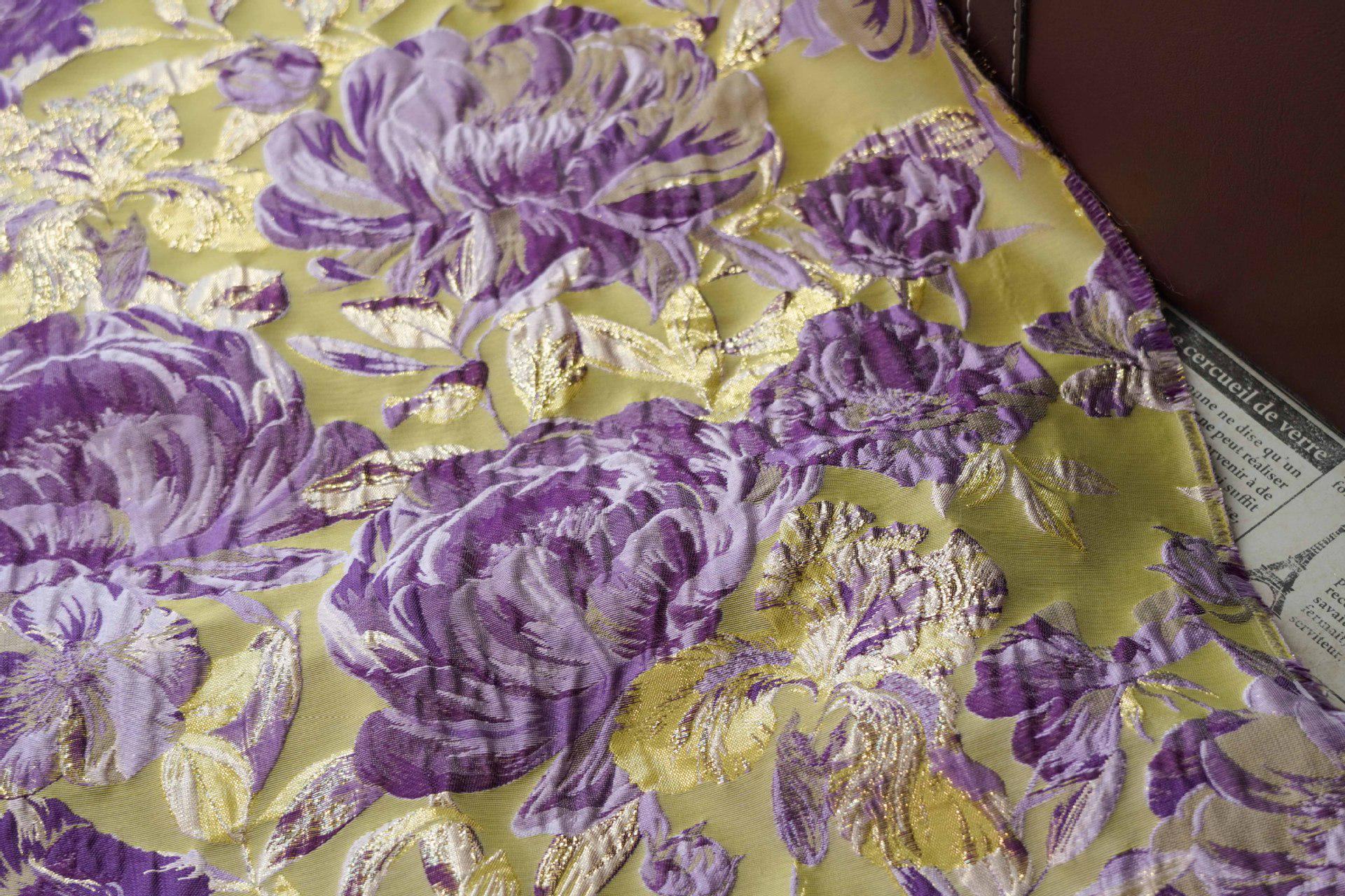 3D Embossed Peony Jacquard Fabric, Metallic Floral Woven Textile, Elegant Decorative Fabric for Upholstery, Fashion and Sewing, 55"Wide