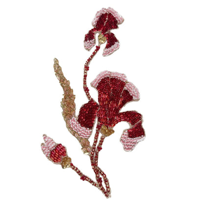 Gradient Sequin Floral Applique, Hand Beaded Mesh Patch, Embroidered Trim for Dress, Stage Costume, Sewing DIY