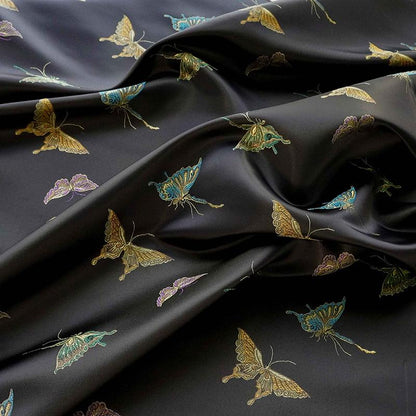 Butterfly Brocade Satin Fabric, Textured Jacquard Textile, Three Color Woven Fabric for Dressmaking, Bags, Decor and Sewing - 59"W