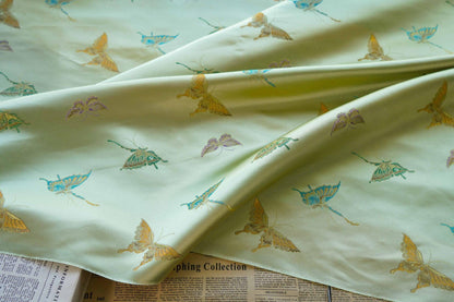 Butterfly Brocade Satin Fabric, Textured Jacquard Textile, Three Color Woven Fabric for Dressmaking, Bags, Decor and Sewing - 59"W