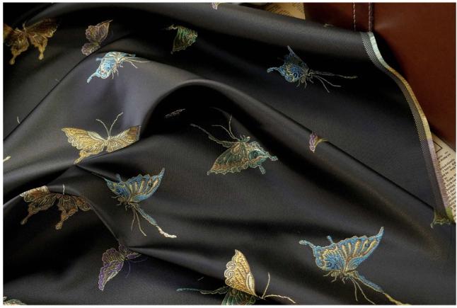 Butterfly Brocade Satin Fabric, Textured Jacquard Textile, Three Color Woven Fabric for Dressmaking, Bags, Decor and Sewing - 59"W