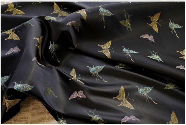 Butterfly Brocade Satin Fabric, Textured Jacquard Textile, Three Color Woven Fabric for Dressmaking, Bags, Decor and Sewing - 59"W