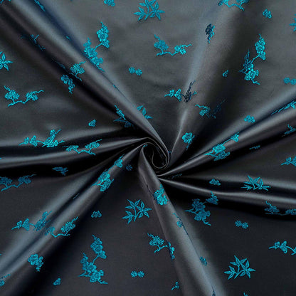Plum Blossom Bamboo Satin Jacquard Fabric, Lustrous Woven Textile, Multiple Colors for Dressmaking, Qipao, Bags and Home Decor, 65"W