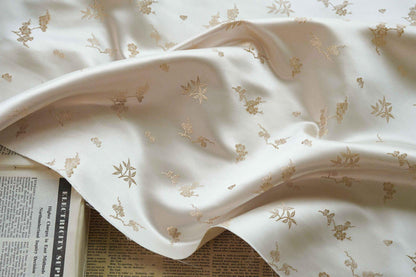 Plum Blossom Bamboo Satin Jacquard Fabric, Lustrous Woven Textile, Multiple Colors for Dressmaking, Qipao, Bags and Home Decor, 65"W