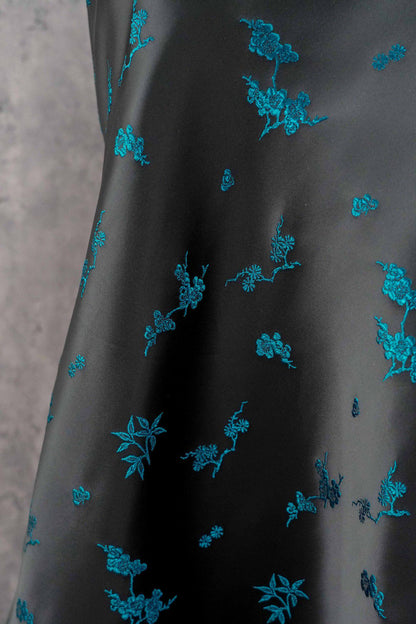 Plum Blossom Bamboo Satin Jacquard Fabric, Lustrous Woven Textile, Multiple Colors for Dressmaking, Qipao, Bags and Home Decor, 65"W