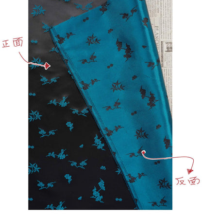 Plum Blossom Bamboo Satin Jacquard Fabric, Lustrous Woven Textile, Multiple Colors for Dressmaking, Qipao, Bags and Home Decor, 65"W