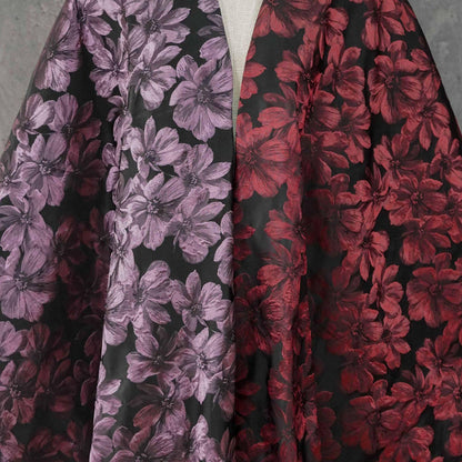 Vintage-Style 3D Embossed Floral Fabric, Black Large Flower Textile, 2 Colors for Wedding Dress, Gown, Fashion and Sewing, 65"wide