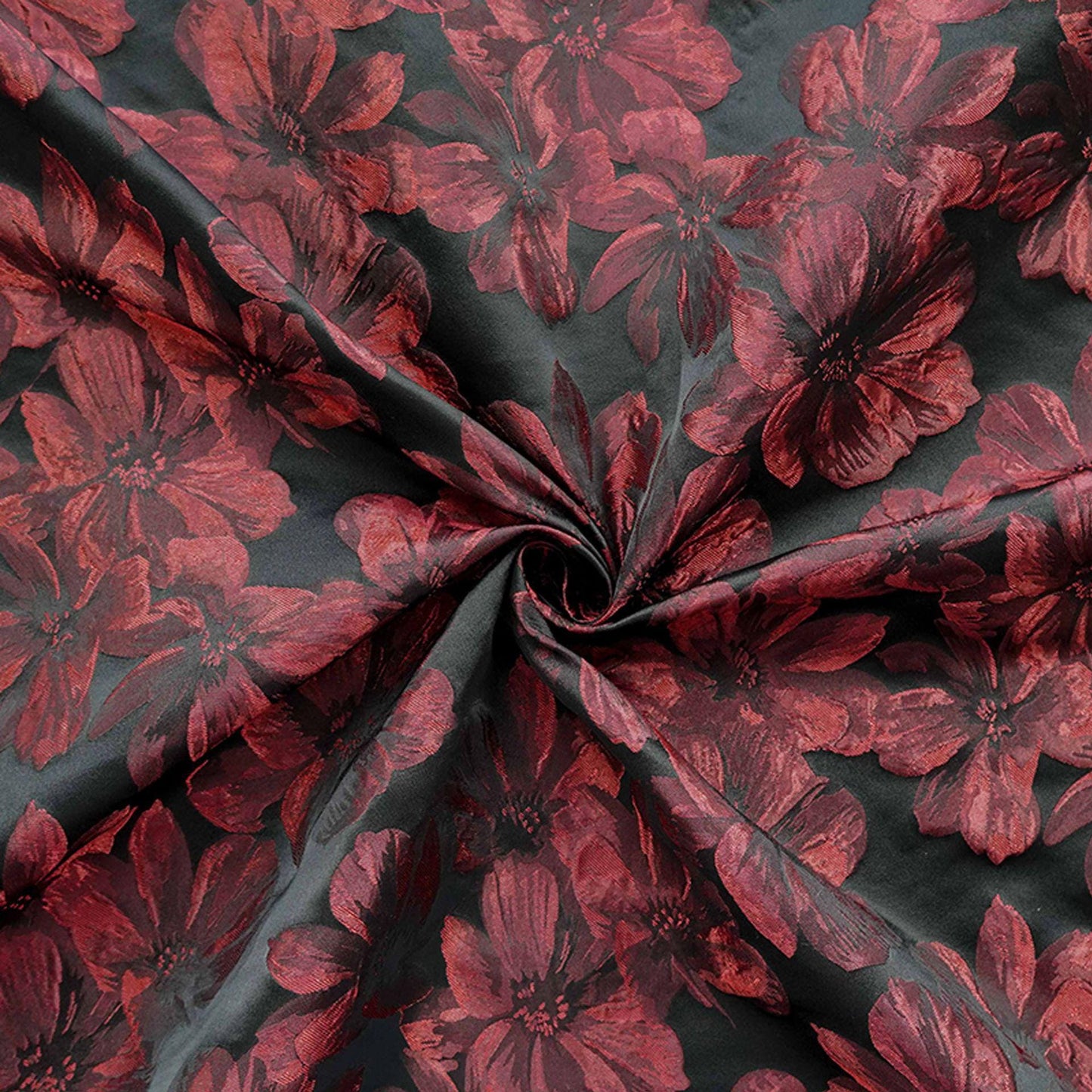 Vintage-Style 3D Embossed Floral Fabric, Black Large Flower Textile, 2 Colors for Wedding Dress, Gown, Fashion and Sewing, 65"wide