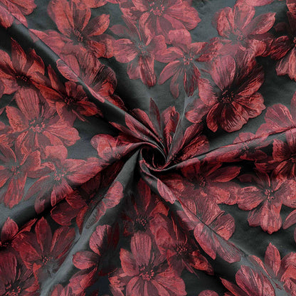 Vintage-Style 3D Embossed Floral Fabric, Black Large Flower Textile, 2 Colors for Wedding Dress, Gown, Fashion and Sewing, 65"wide