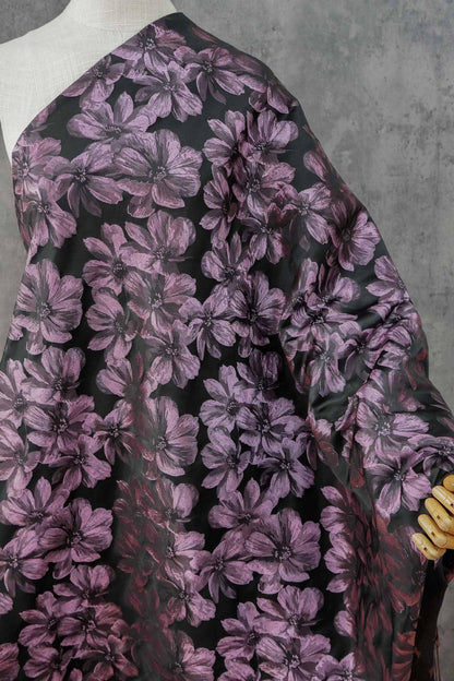 Vintage-Style 3D Embossed Floral Fabric, Black Large Flower Textile, 2 Colors for Wedding Dress, Gown, Fashion and Sewing, 65"wide