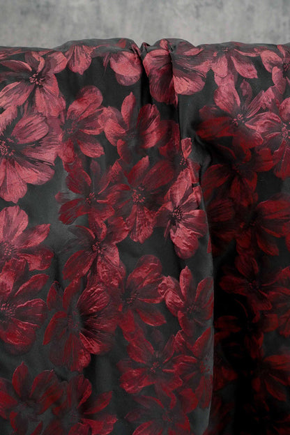 Vintage-Style 3D Embossed Floral Fabric, Black Large Flower Textile, 2 Colors for Wedding Dress, Gown, Fashion and Sewing, 65"wide