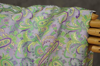 Paisley Brocade Satin Fabric, Scroll Floral Jacquard Textile, Decorative Woven Fabric for Dressmaking, Bags, Sewing and Home Decor, 58"Wide