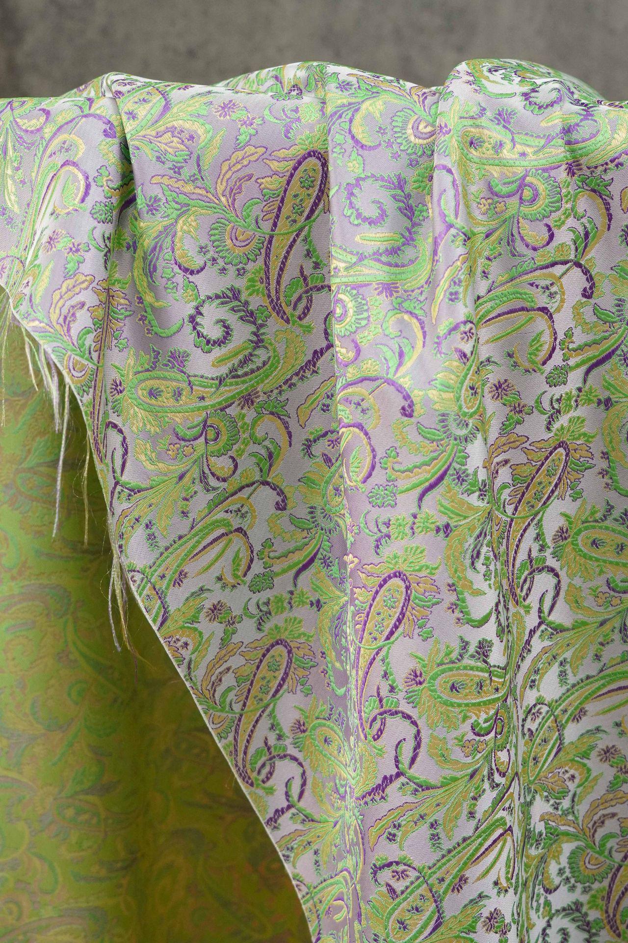 Paisley Brocade Satin Fabric, Scroll Floral Jacquard Textile, Decorative Woven Fabric for Dressmaking, Bags, Sewing and Home Decor, 58"Wide