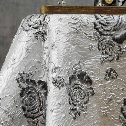 3D Embossed Floral Yarn-Dyed Fabric, Ornate Woven Textile for Dresses, Jackets, Bags, Home Decor and Sewing, 58"Wide
