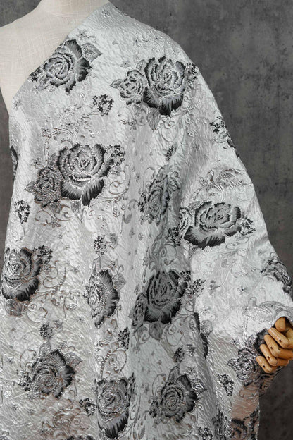 3D Embossed Floral Yarn-Dyed Fabric, Ornate Woven Textile for Dresses, Jackets, Bags, Home Decor and Sewing, 58"Wide