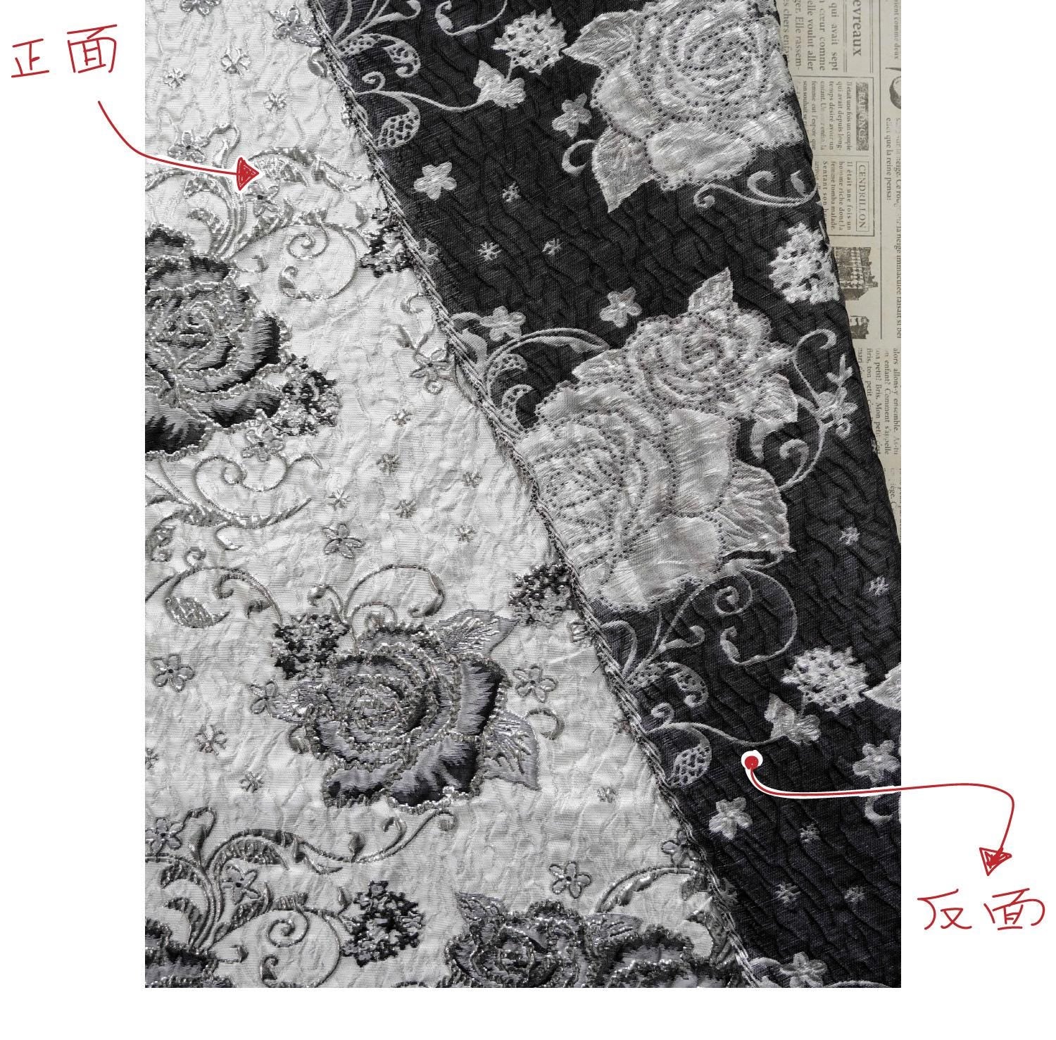 3D Embossed Floral Yarn-Dyed Fabric, Ornate Woven Textile for Dresses, Jackets, Bags, Home Decor and Sewing, 58"Wide