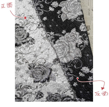 3D Embossed Floral Yarn-Dyed Fabric, Ornate Woven Textile for Dresses, Jackets, Bags, Home Decor and Sewing, 58"Wide