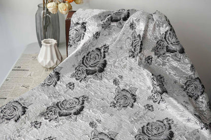 3D Embossed Floral Yarn-Dyed Fabric, Ornate Woven Textile for Dresses, Jackets, Bags, Home Decor and Sewing, 58"Wide