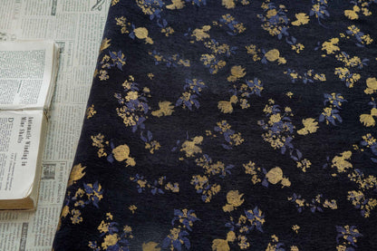 Goldfish Orchid Chenille Jacquard Fabric, Black Heavy Upholstery Textile for Sofa, Cushions, Bags and Home Decor, 58"Wide