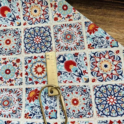 Floral Medallion Print Cotton Fabric, Small Botanical Pattern Sewing Textile for Dresses, Quilting, Crafts and Home Decor
