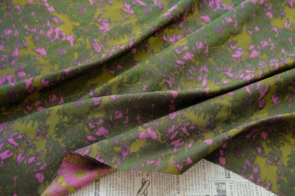 Pink Green Abstract Jacquard Fabric, Painterly Floral Upholstery Fabric, Olive Green Woven Fabric for Chairs, Curtains by the Yard, 63"W