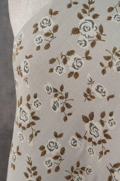 Navy Blue White Rose Jacquard Fabric, Ditsy Floral Woven Fabric, French Country Cottage Fabric for Dresses, Curtains by the Yard, 55"W