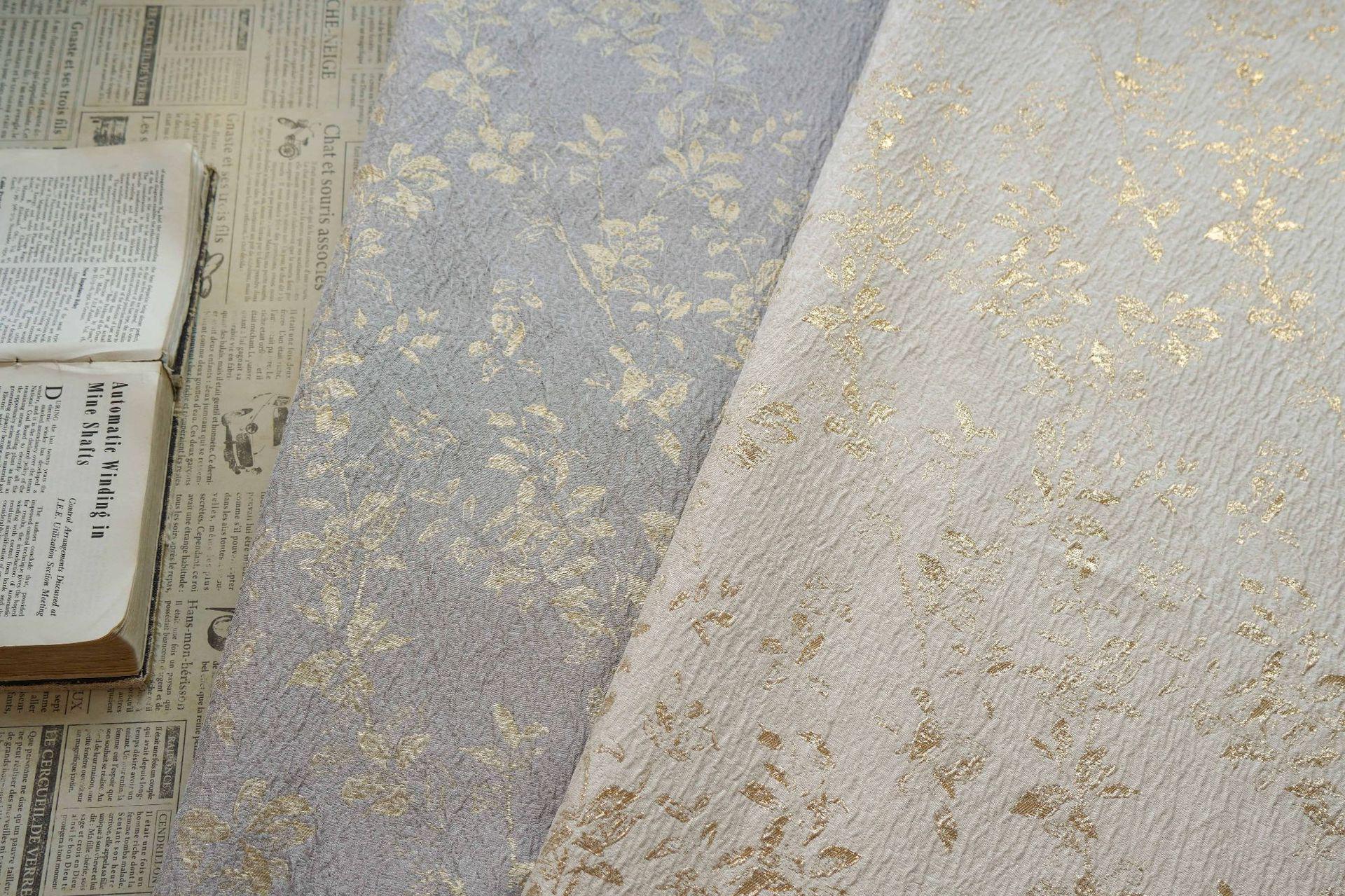 Ivory Gold 3D Embossed Floral Jacquard Fabric, Crinkle Texture Metallic Thread Fabric for Dresses, Bridal, Home Decor by the Yard, 55"Wide
