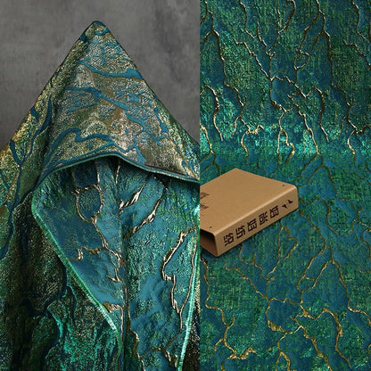 Jade green Metallic Thread Jacquard Fabric, 3D Embossed Stripe Textile, Multicolor Woven Fabric for Dressmaking, Jackets, Bags and Decor
