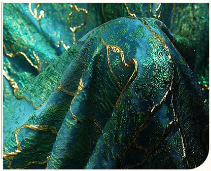 Jade green Metallic Thread Jacquard Fabric, 3D Embossed Stripe Textile, Multicolor Woven Fabric for Dressmaking, Jackets, Bags and Decor