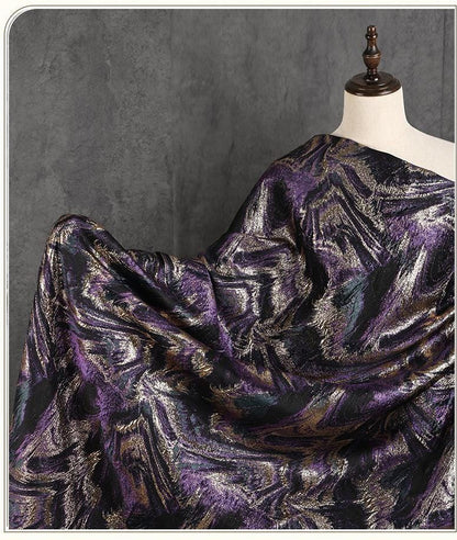 Multicolor Metallic Thread Jacquard Fabric, Abstract Textured Woven Textile for Dresses, Jackets, Bags, Fashion and Sewing