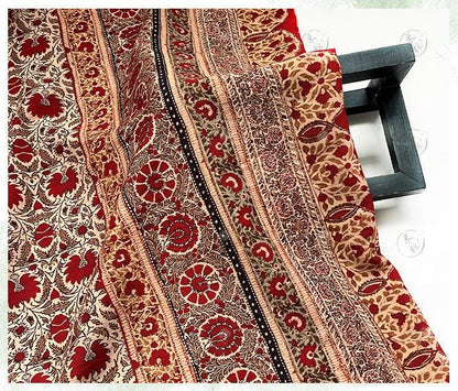 Ornamental Floral Stripe Print Cotton Fabric, Vintage-Style Botanical Textile for Dresses, Quilting, Crafts and Home Decor