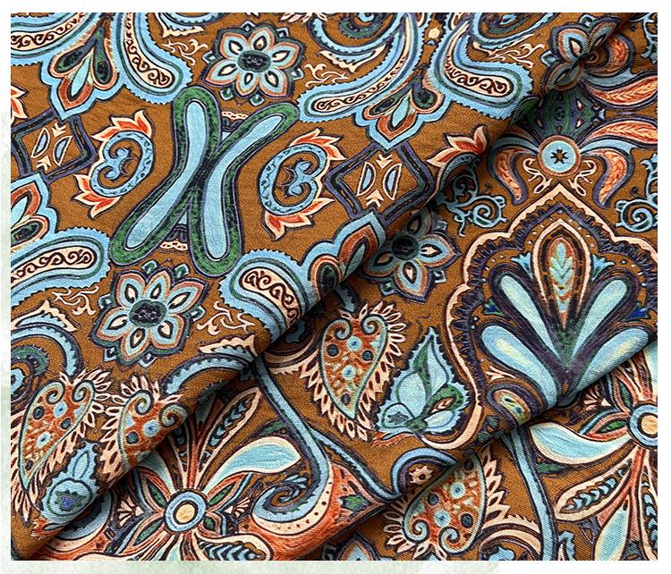 Ornamental Paisley Floral Print Fabric, Botanical Vine Textile for Dresses, Bags, Crafts, Sewing and Home Decor