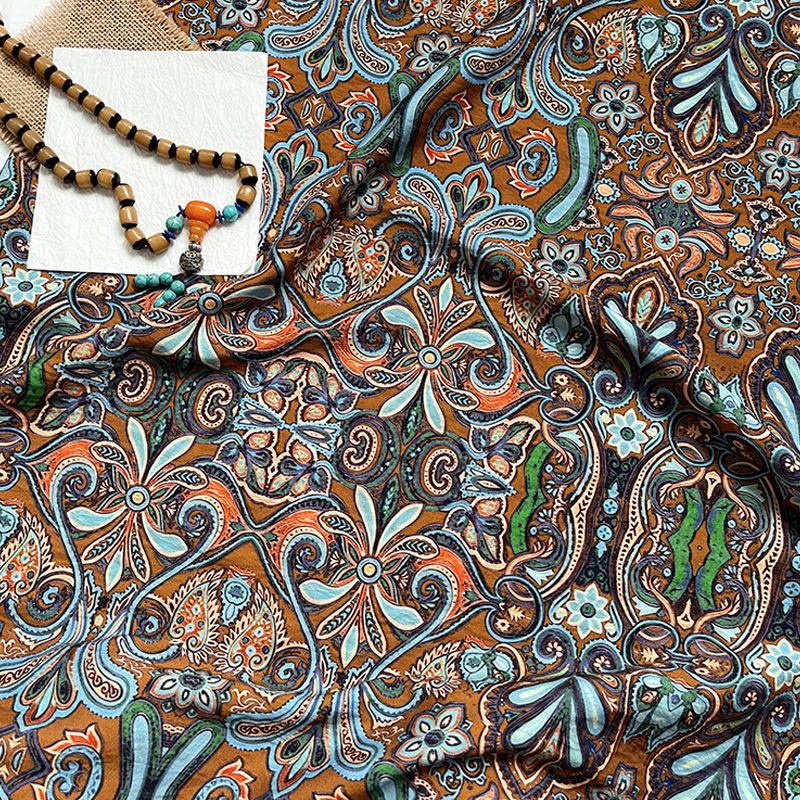 Ornamental Paisley Floral Print Fabric, Botanical Vine Textile for Dresses, Bags, Crafts, Sewing and Home Decor