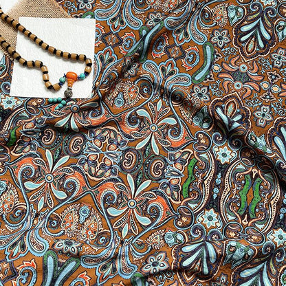 Ornamental Paisley Floral Print Fabric, Botanical Vine Textile for Dresses, Bags, Crafts, Sewing and Home Decor