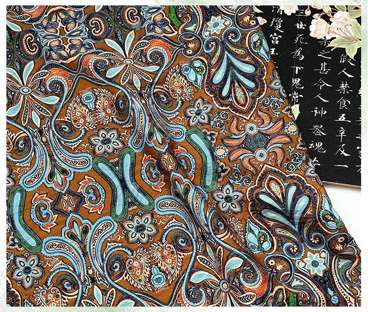Ornamental Paisley Floral Print Fabric, Botanical Vine Textile for Dresses, Bags, Crafts, Sewing and Home Decor