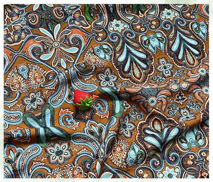 Ornamental Paisley Floral Print Fabric, Botanical Vine Textile for Dresses, Bags, Crafts, Sewing and Home Decor