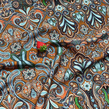 Ornamental Paisley Floral Print Fabric, Botanical Vine Textile for Dresses, Bags, Crafts, Sewing and Home Decor