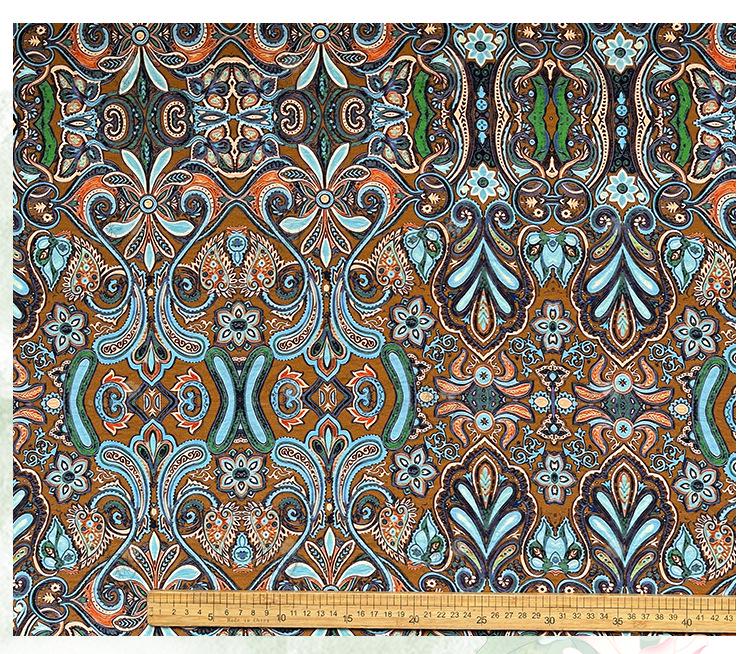Ornamental Paisley Floral Print Fabric, Botanical Vine Textile for Dresses, Bags, Crafts, Sewing and Home Decor